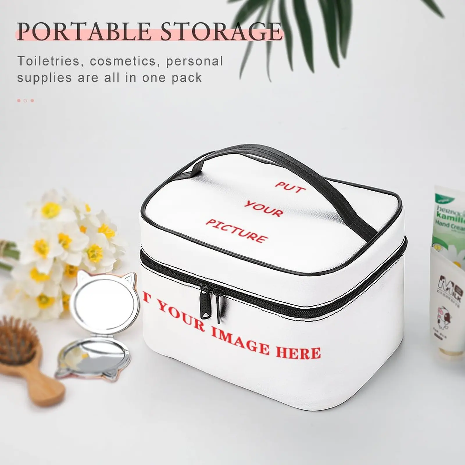 Custom Print Makeup Bag Women's Cosmetic Bag in Bag Multifunctional Travel Cosmetics Pouch Retro Makeup Organizer 25x18x15cm