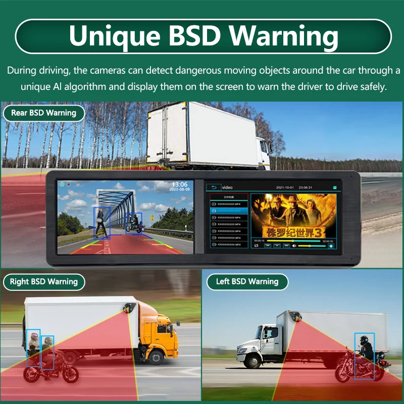 14.55인치 8채널 터치스크린 블랙박스 버스 모니터링 키트 BSD 알람 대형 차량 내부/외부 AHD DVR 시스템 MP5 플레이어 HD 나이트 비전 리버스 카메라 주차 모니터