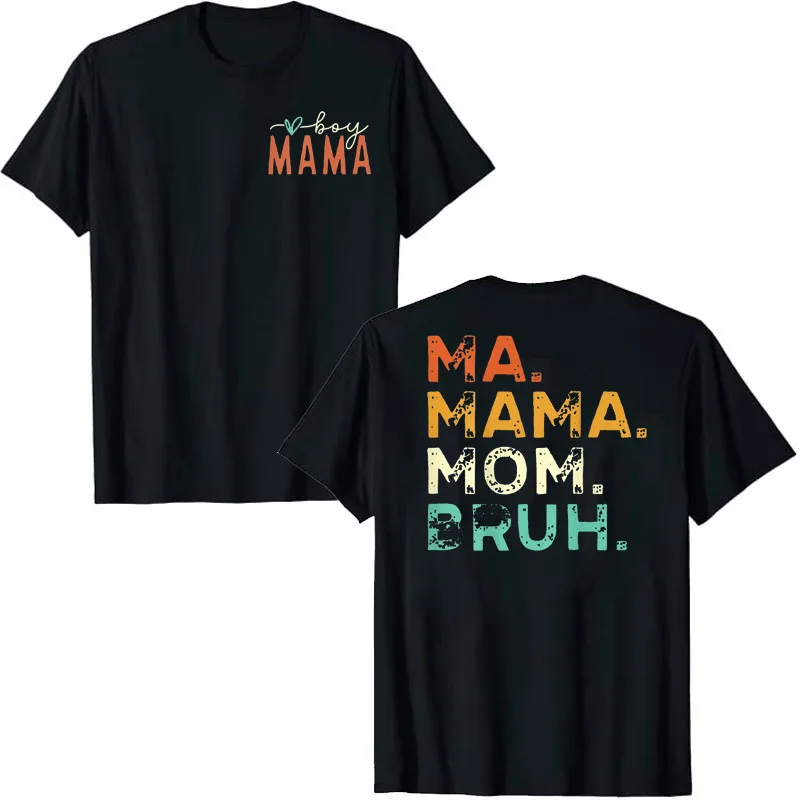 

Boy Mama Ma Mommy Mom Bruh T-Shirt Mother's Day Gift Funny Women's Fashion Sayings Graphic Tee Casual Tops Letter Print Outfits
