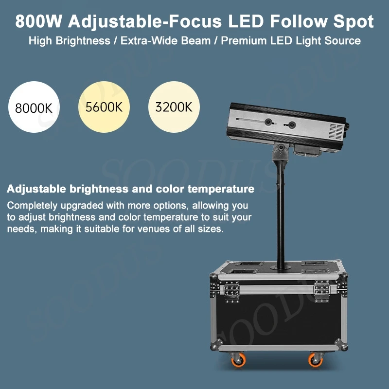 880W/660W/330W LED 웨딩 무대 콘서트용 삼각대가 있는 스포트라이트 스탠드가 있는 고휘도 조절 가능한 빔 스포트라이트