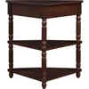 Small corner table for small Spaces, 33.8 "wooden triangular side table with drawers and 2 open shelves 6