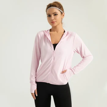 جاكيت نسائي للحماية من أشعة الشمس بغطاء للرقبة وأكمام طويلة ، ملابس جيدة التهوية ، جاكار رقيق ، خارجي ، جديد 5