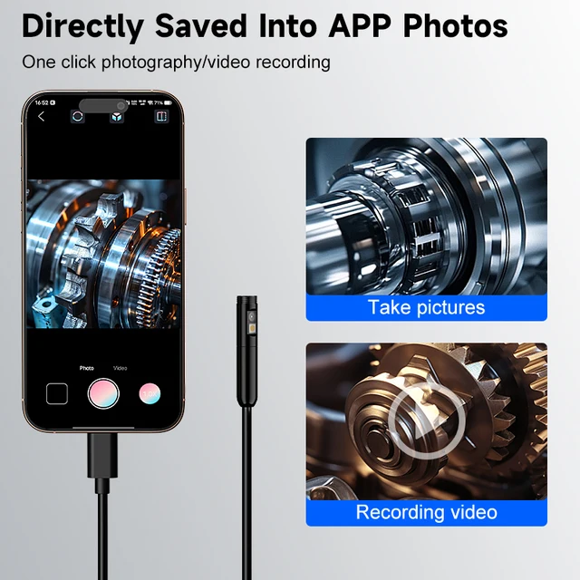 3 in 1 Industrial Endoscope 8mm Dual Camera 1080P for iOS/Type-C/Android Direct Connect Phones Borescope for Inspect Pipe Sewer 5