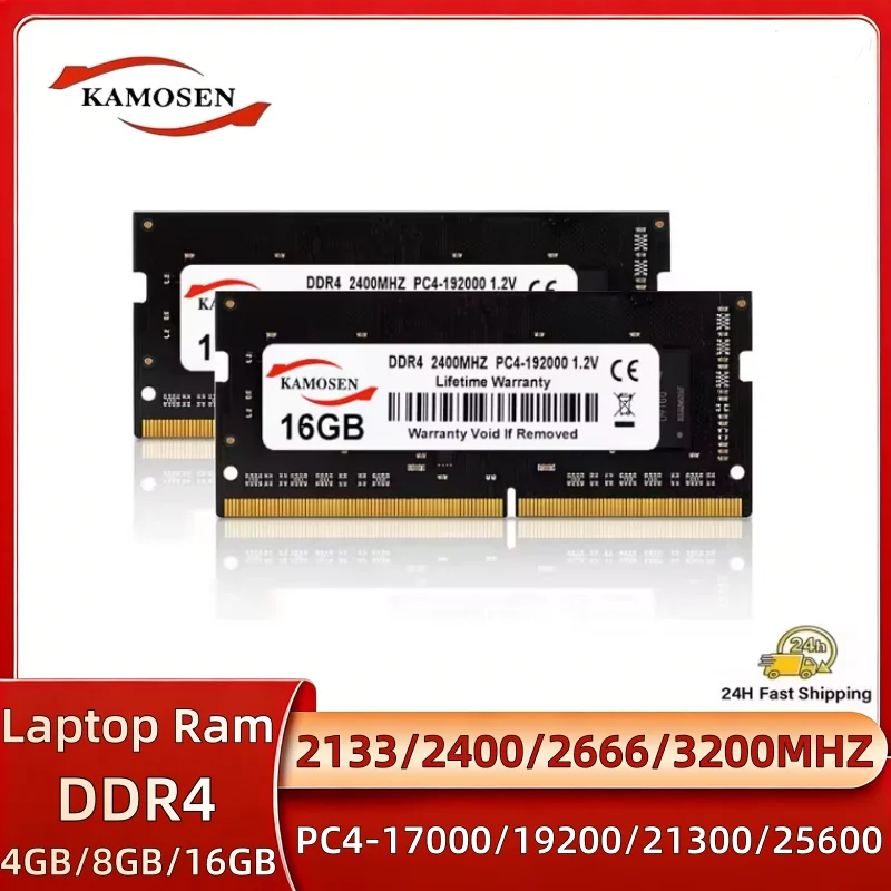 KAMOSEN-노트북 메모리, DDR4 8GB 4GB 16GB, PC4 2400 2666 2133 MHZ 1.2V 204pin Sodimm Ram