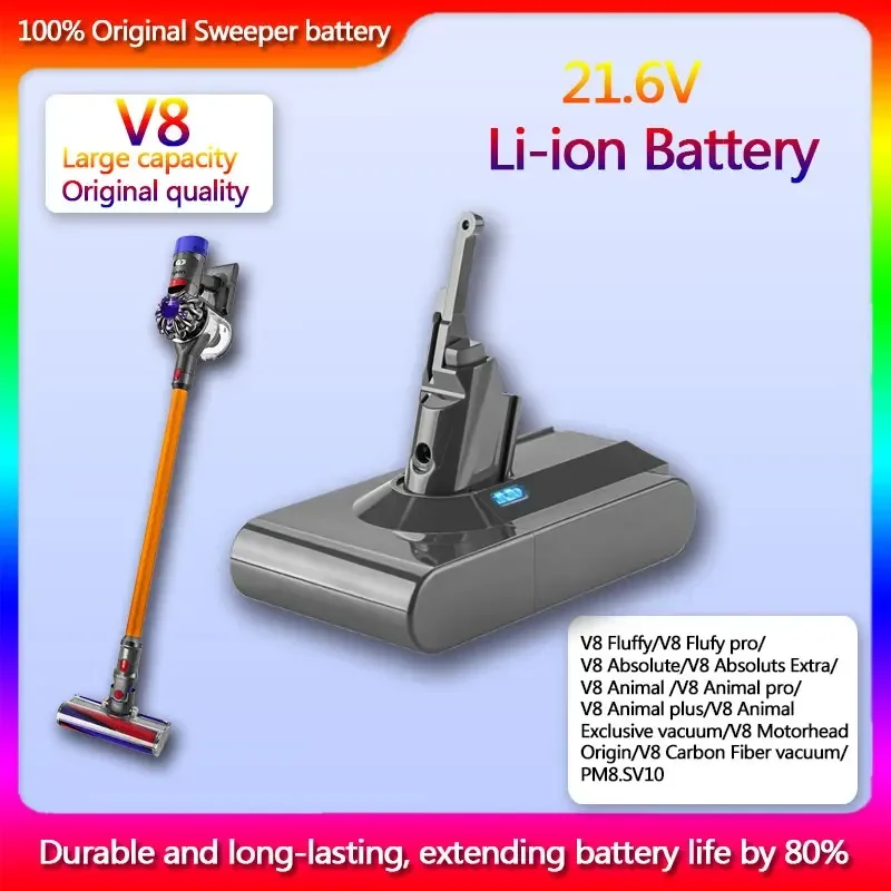 

100% NEW for Dyson V8 21.6V 4.8Ah-12.8Ah Replacement Battery for Dyson Absolute Cord-Free Vacuum Handheld Vacuum Cleaner Battery