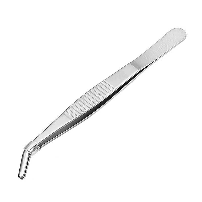 Non-slip Stainless Elbow Eyelash Curved Bent Tweezers Aquarium Jewelry Clip Medical Ear Wax Removal Forceps Pet Feeding Tool 5