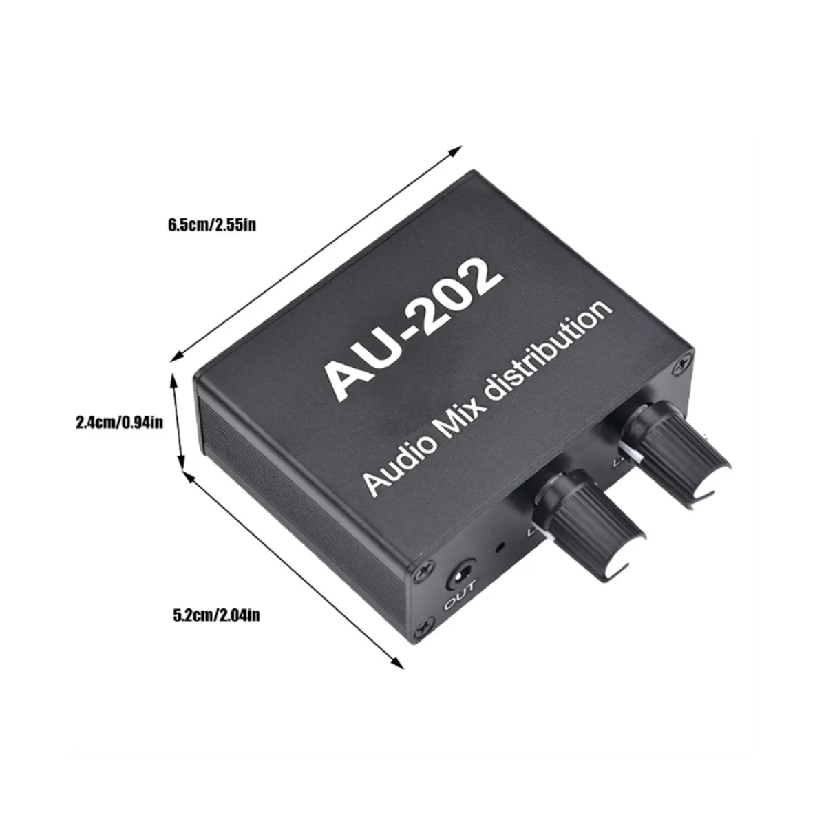 AU-202 2 Input 2 Output Stereo Mixer Audio Distributor for Headphone External Power AMP Volume Alone Control audio speaker