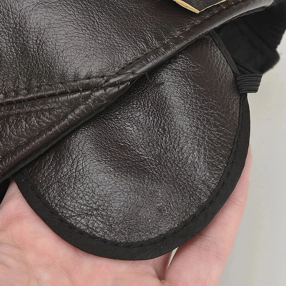 New 2025 Man High Quality Real Leather Baseball Caps Male Casual Cowhide Belt Ear Warm 56-60cm Adjustable Sprot Flight Hats 4