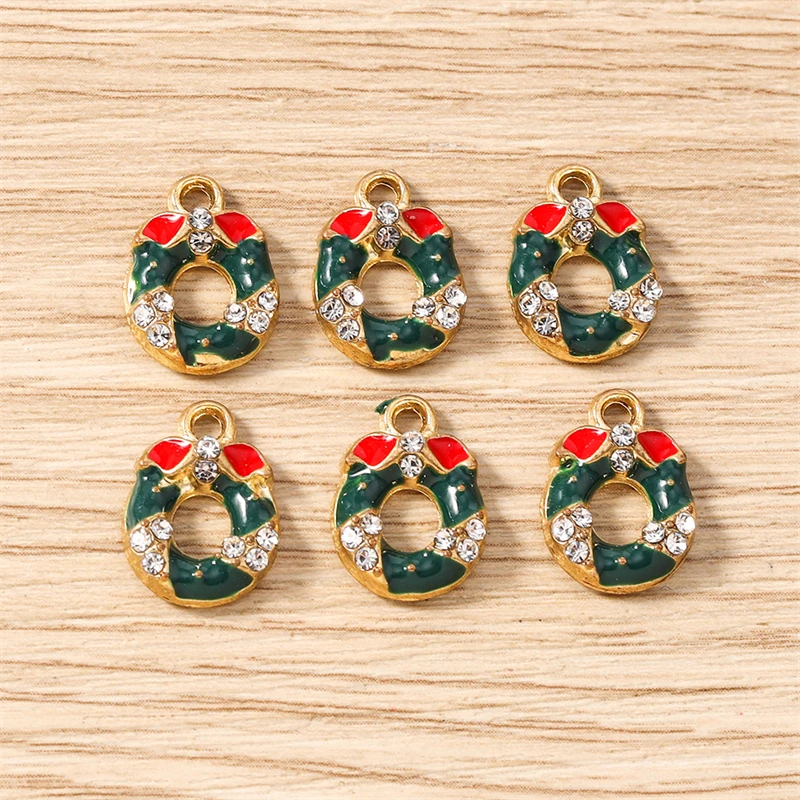 10 Stück Mix süße Emaille Weihnachtsbaum Schneeflocken Weihnachtsmann Charms Anhänger für Schmuckherstellung Halsketten Ohrringe DIY Handwerk Geschenk – Detail 17