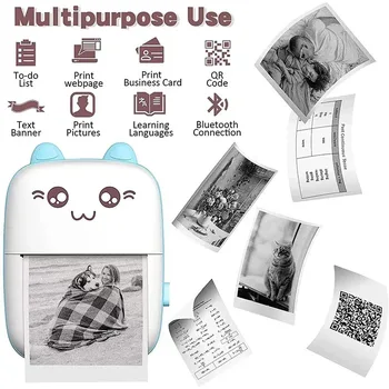 휴대용 미니 프린터 휴대폰 사진 타이틀 그림 스티커 라벨, 핫 프린팅, 자체 접착 열 잉크리스 무선 프린터