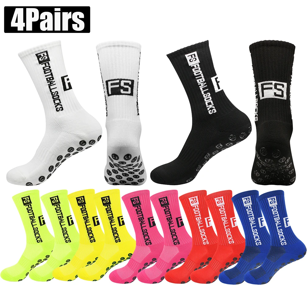 4 Pairs Soccer Socks Sports Grip Anti-slip Cotton Basketball Socks sports socks cotton socks football socks athletic socks gym socks cotton blend socks