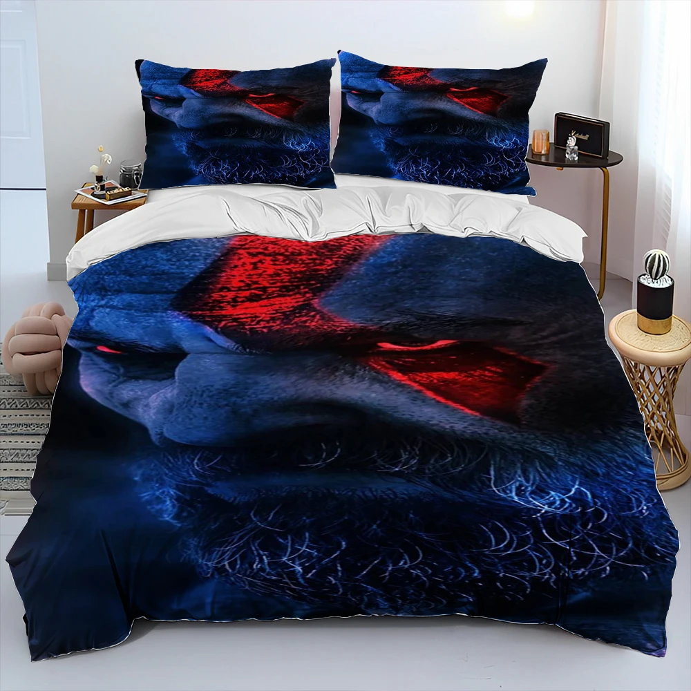 God Of War Game Gamers Kratos Comforter Bedding Set, Copripiumino Set Copripiumino Federa, King Queen Size Bedding Set Kids