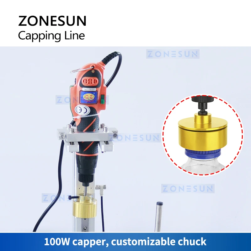 ZONESUN Pneumatic Screwing Capping Machine Custom Beverage Cosmetics Bottle Capper Packaging Small Automatic Production ZS-XGC1 4