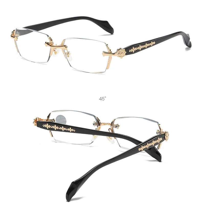 Neue Anti-Blaulicht-Progressivbrille mit rahmenlosem, kantenschneidendem Metall, hochauflösender Augenschutz-Lesebrille 2273 – Detail 8