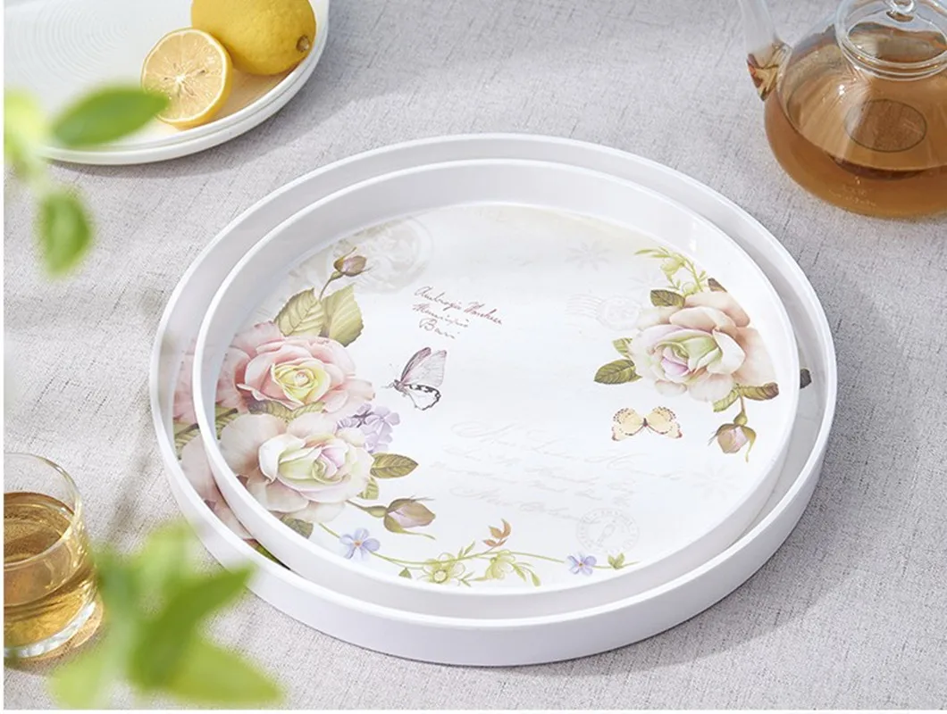 High-grade rectangular round Suqare thickening tray wine tray tea creative tea tableware storage plate plastic fruit plate