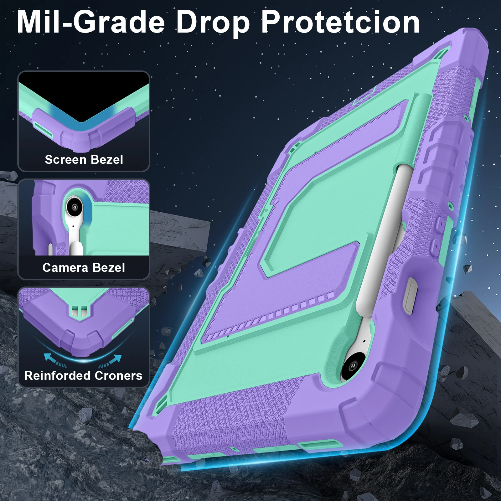 Enhanced Tablet Case with Pen Slot, Stand Holder, and Shoulder Straps - Anti-Fall Protection