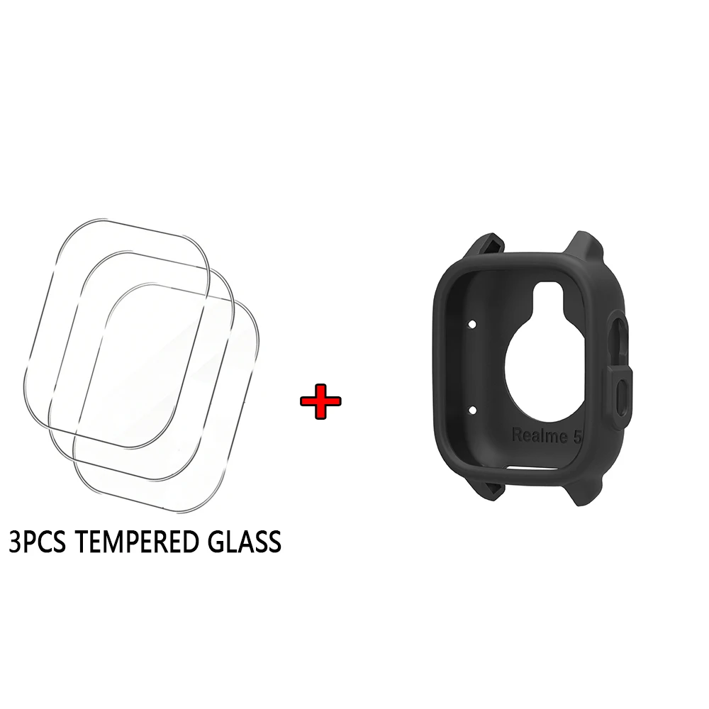Silicone Protective Case with Tempered Glass for Smartwatch - Durable Cover and Screen Film Set