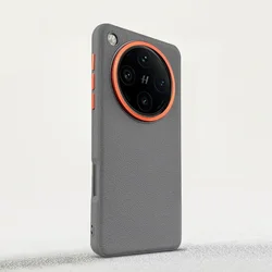 Luxury Plain Leather Mobile Phone Case with All - Inclusive Metal Ring Protection - FindX8sPlus (Gray)
