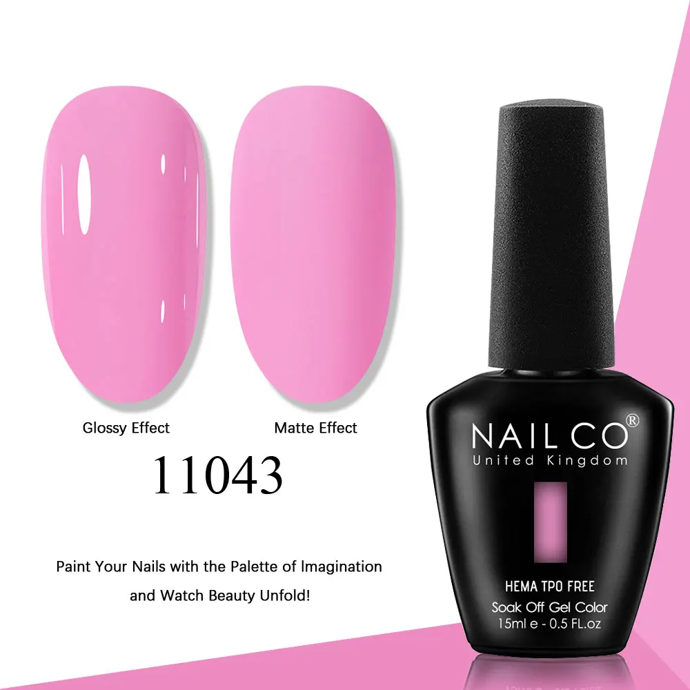 NAILCO Gel Nail Polish Pink Collection - 15ml Glitter & Nude UV LED Gel Varnish Set