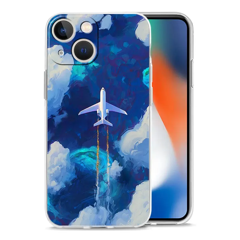 Clear Soft Cover with Airplane Pattern - Premium Phone Case