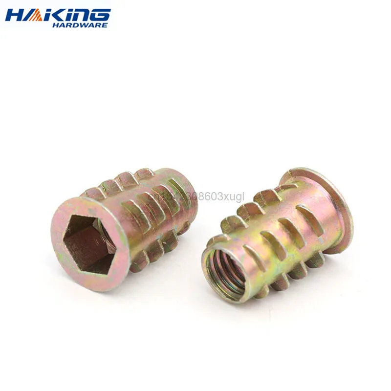 Insert Nut 10/20/50Pcs M4 M5 M6 M8 M10 Zinc Alloy Thread For Wood Flanged Hex Drive Head Furniture
