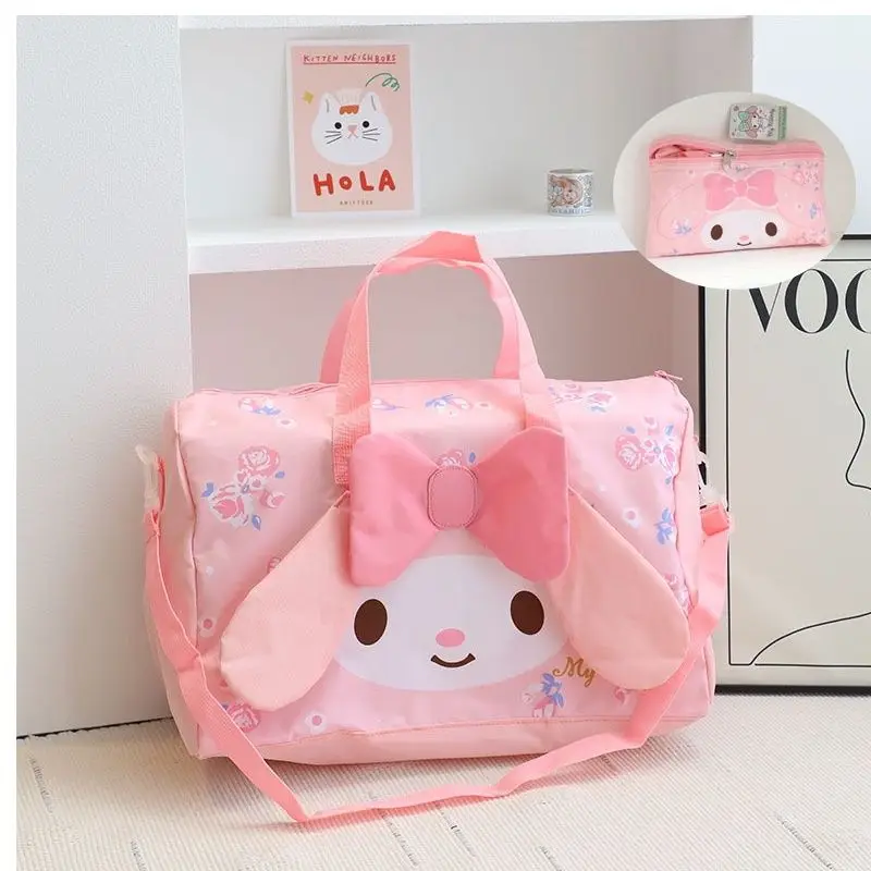 

Sanrio Women's Large Capacity Solid Portable Travel Bag Short Distance Luggage Bag Cute Canvas Swimming Storage Bag