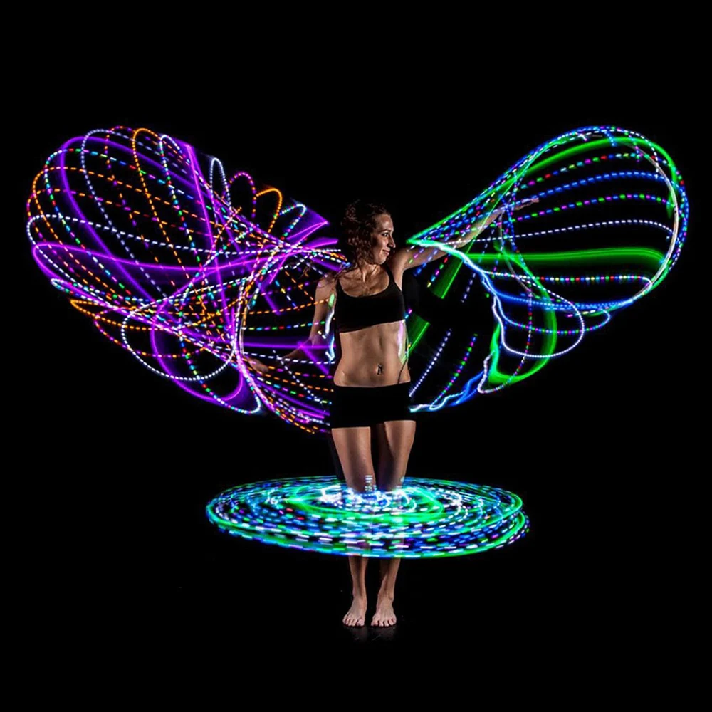 LED Colorful Fitness Circle Sport Hoop Loose Weight Home Indoor Removable Multi-Color Sports Hoop Gym Fitness Equipments