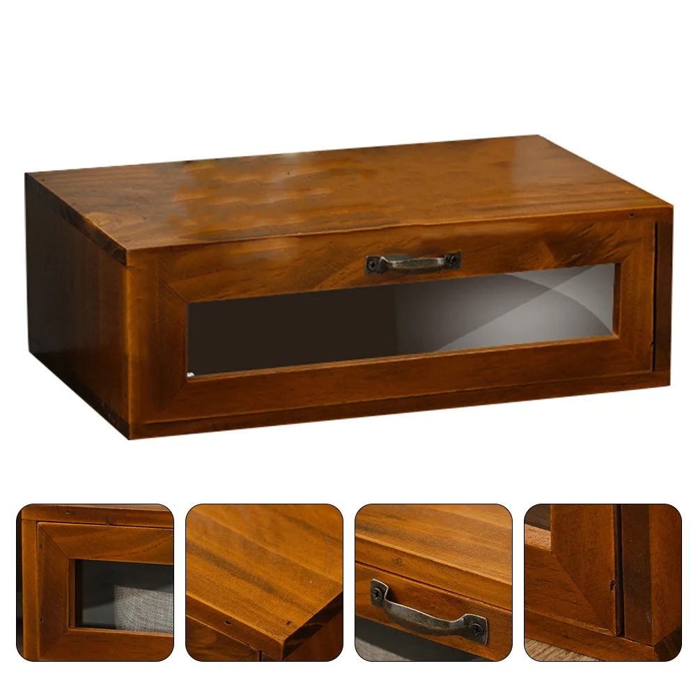 

Storage Box Laptop Elevating Rack Drawer Computer Accessory Wood Desktop Case Stand