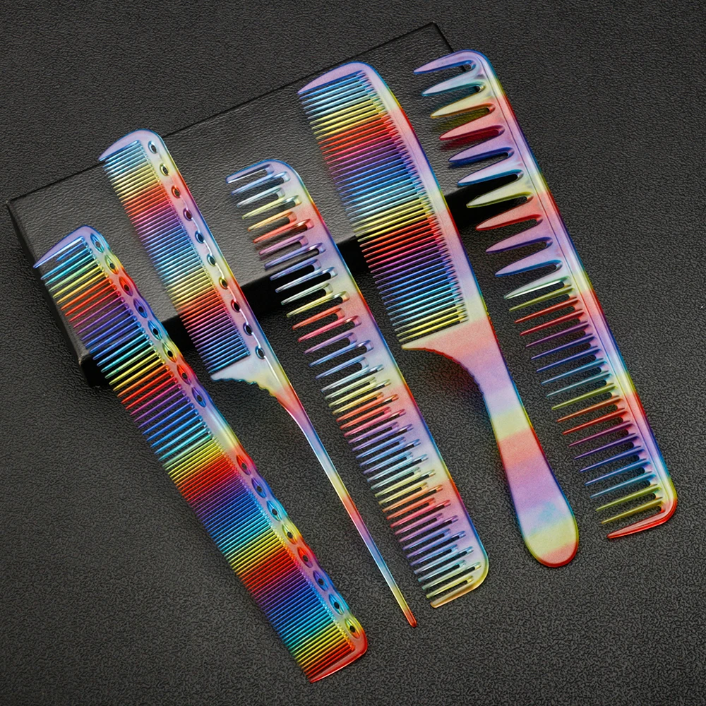 

2022 latest professional hairdressing tail comb for highlights rainbow hair comb abs barbershop styling tools comb wide spikes