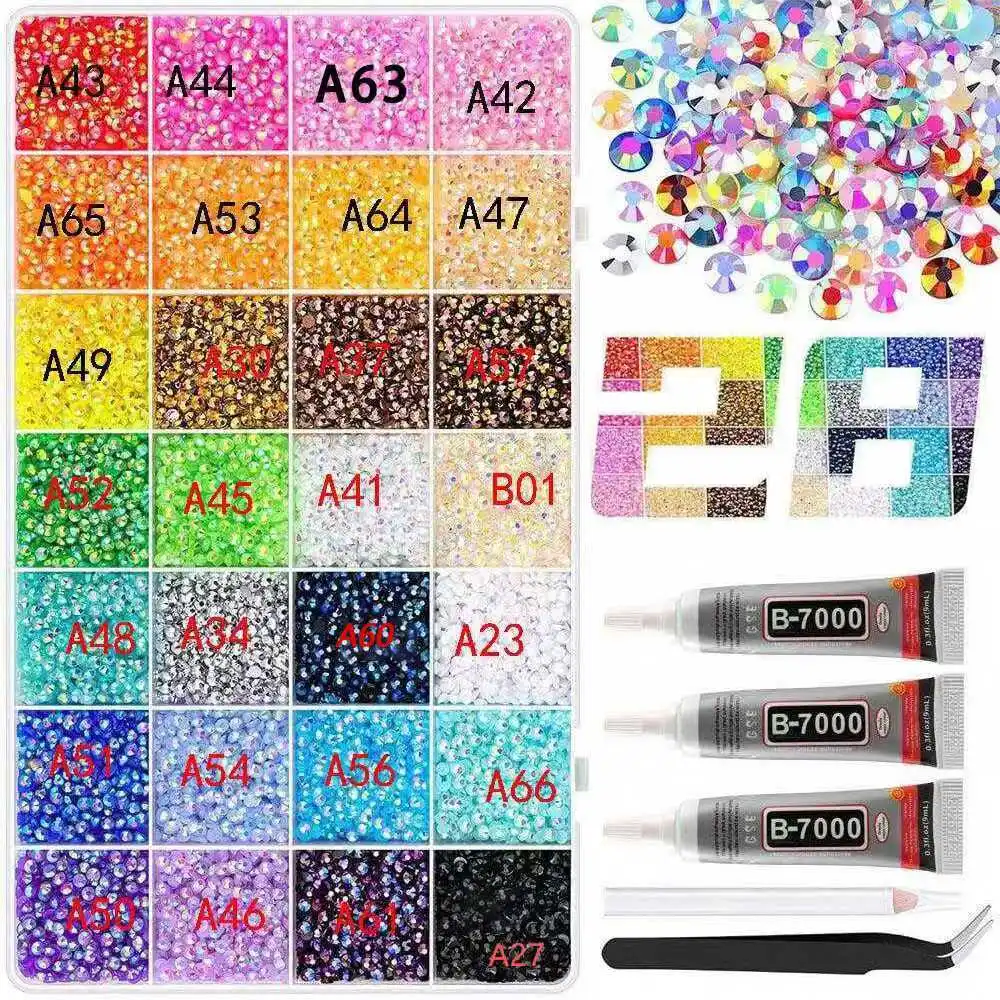 28 grid mixed color Jelly/resin drill rhinestone set DIY clothing nail