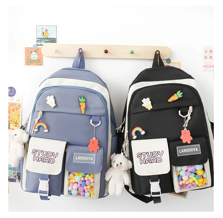 Nylon Packback Bags Women Bag Set with Pencil Bag Lunch Box Backbag 2022 New Student Shoulder Bag for School stylish eco friendly backpacks