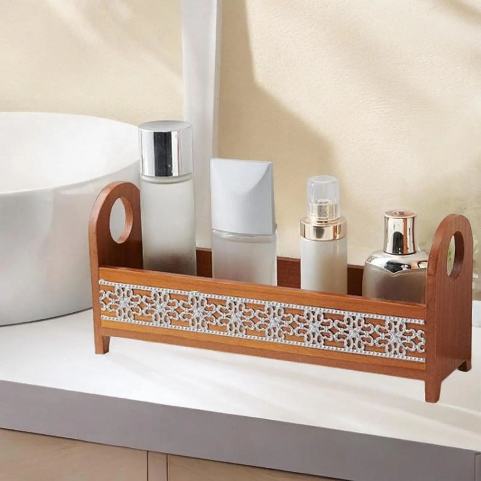 Vanity Tray Versatile with Handle Bathroom Accessories Storage Basket for Bedroom Skincare Products Vanity Toiletries Bathroom Vanity Tray Versatile with Handle Bathroom Accessories Storage Basket for Bedroom Skincare Products Vanity Toiletries Bathroom