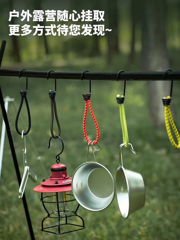 1/5/10Pcs Outdoor Tent Bungee Elastic Rope Cords with Double Hook for Camping Gear Ceiling Windproof Fixed Binding Accessories