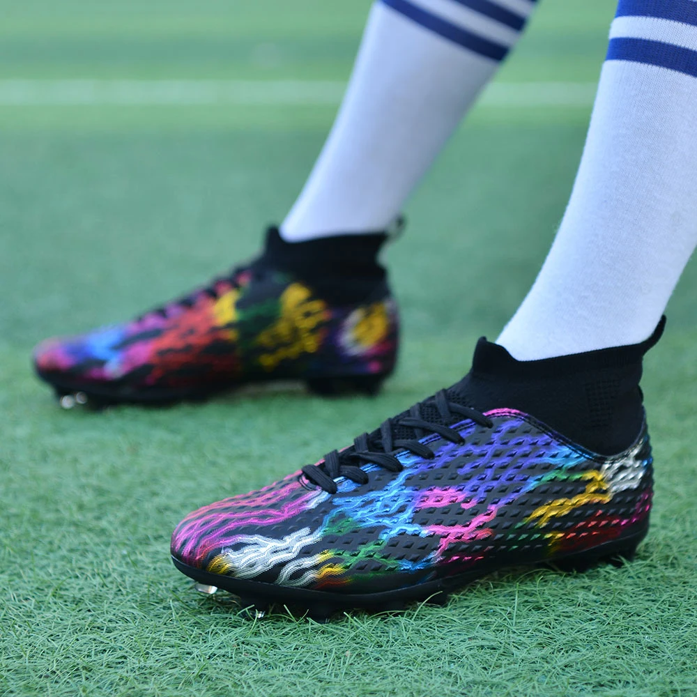 Adult Men's TF/FG New Soccer Shoes High Top Professional Anti-Slip Durable Football Boots Children's Outdoor Soccer Sneakers