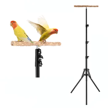 Wood Bird Perch Stand Height  Adjustable Foldable Parrot Bird Training Perch Pet Bird Toy Portable Outdoor Parrot Training Stand