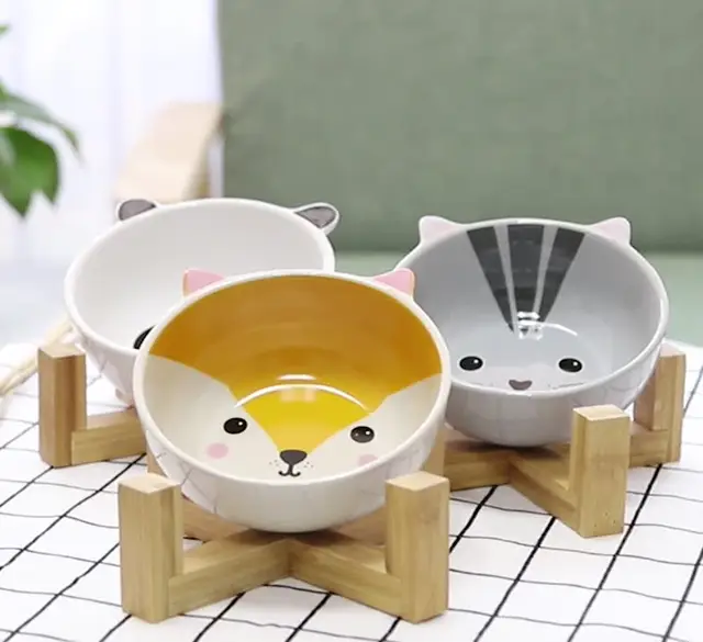 Ceramic Dog Bowl Raised Round Dog Cat Bowl No Spill Pet Dish for Food Water Feeding Cute Cartoon Printed Pet Dog Elevated Dish Ceramic Dog Bowl Raised Round Dog Cat Bowl No Spill Pet Dish for Food Water Feeding Cute Cartoon Printed Pet Dog Elevated Dish