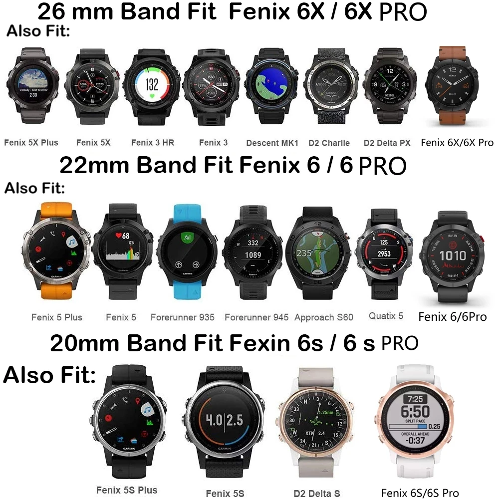 Garmin Fenix 7X 7 S 7 Solar/6X 6S 6 Pro 3 5 5s 5X Plus ո   Ǹ   ð  Ʈ, 20 22 26MM