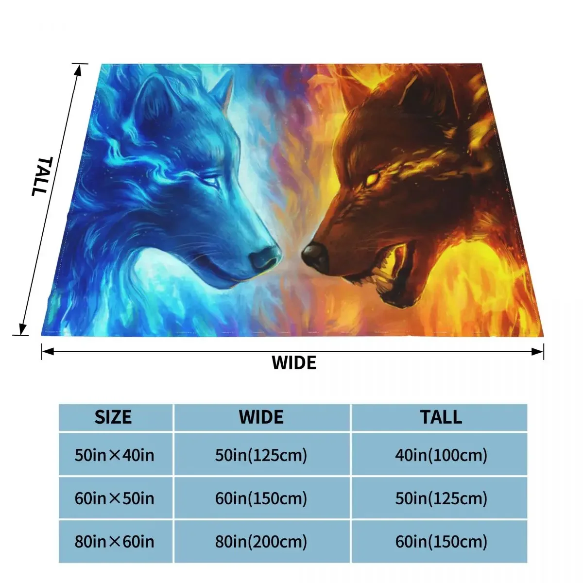 Wolf Ice And Fire Blankets Flannel Print Animal Portable Lightweight Thin Throw Blanket for Bed Travel Bedding Throws