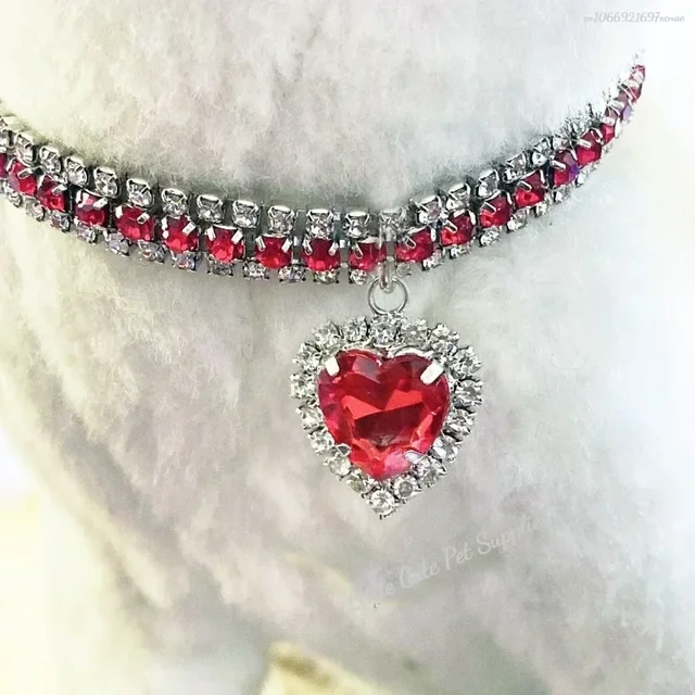 Kitten Diamante Collar Necklace for Cat Rhinestone Cute Bling Puppy Doggy Crystal Pendant Diamond Collar Pet Accessories 3