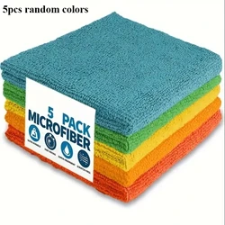 Assorted Microfiber Cleaning Cloths - Reusable Towels for Home, Car, and Kitchen Cleaning (5pcs random colors)