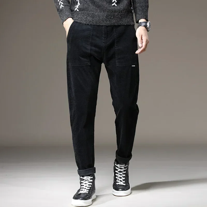 Fashion Spring and Autumn Mens Black Cotton Sweat Pants Men Casual Warm Track Pants