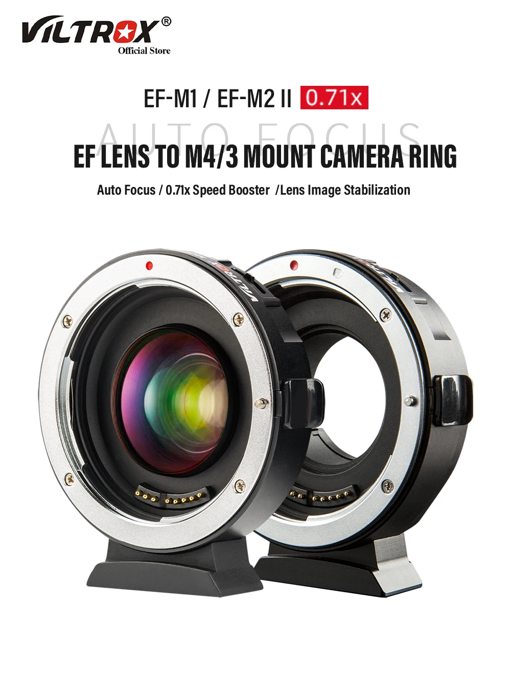 

Viltrox EF-M2II 0.71x Speed Booster Focal Reducer Lens Adapter Auto Focus for Canon EF Lens to M43 Mount Camera GH4 GH5 GF6