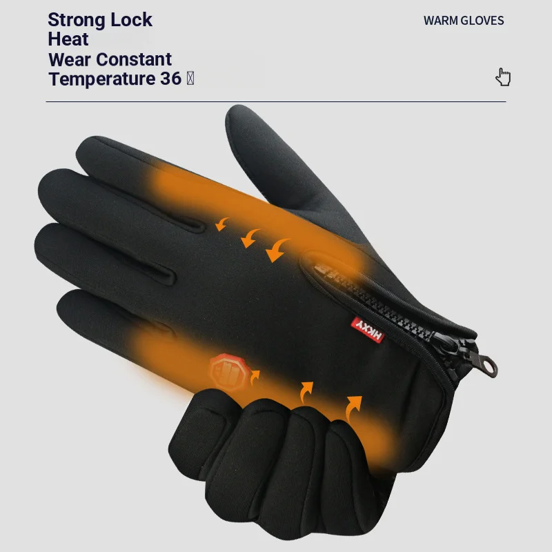 Warm Gloves Outdoor Cycling Zipper Gloves Men's Winter Women's Cycling Touchscreen Motorcycle Waterproof Warm Gloves 5