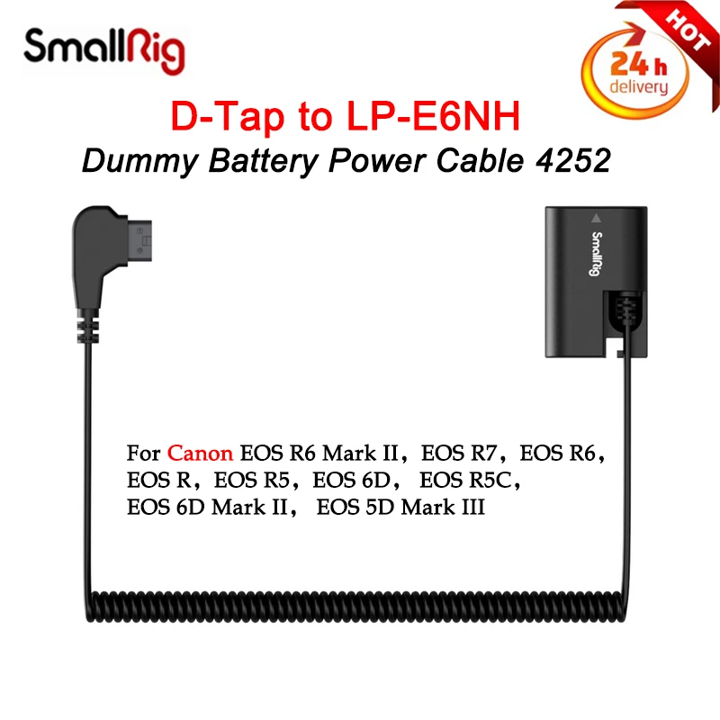 Smallrig D-Tap A Lp-E6Nh Cavo Di Alimentazione A Batteria Fittizio 4252 Per Fotocamera Serie Canon Eos R6/R5/R7 Per Registrazione Video/Trasmissione I