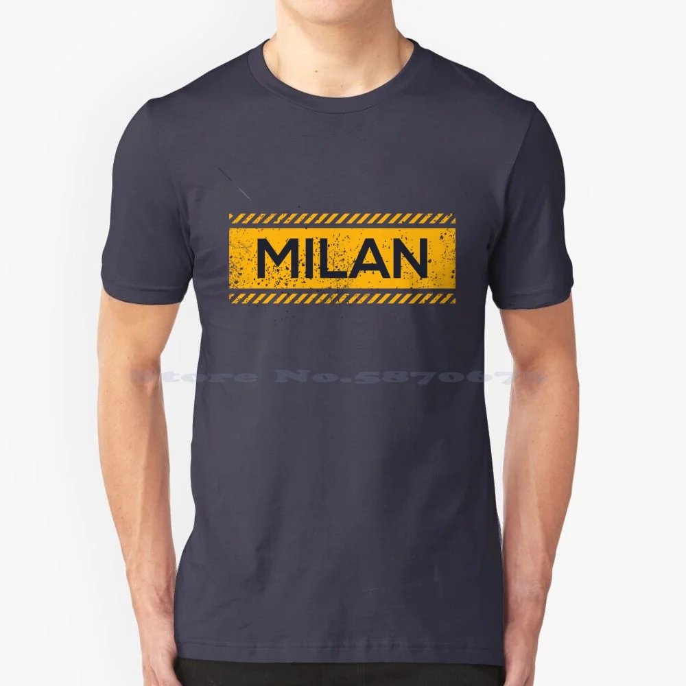 Nome Milano, Design Del Segno Giallo. Maglietta 100% Cotone Tee Milano Compleanno Compleanno Milano Milano Nome Etichetta Il Mio Nome È Milano Custom