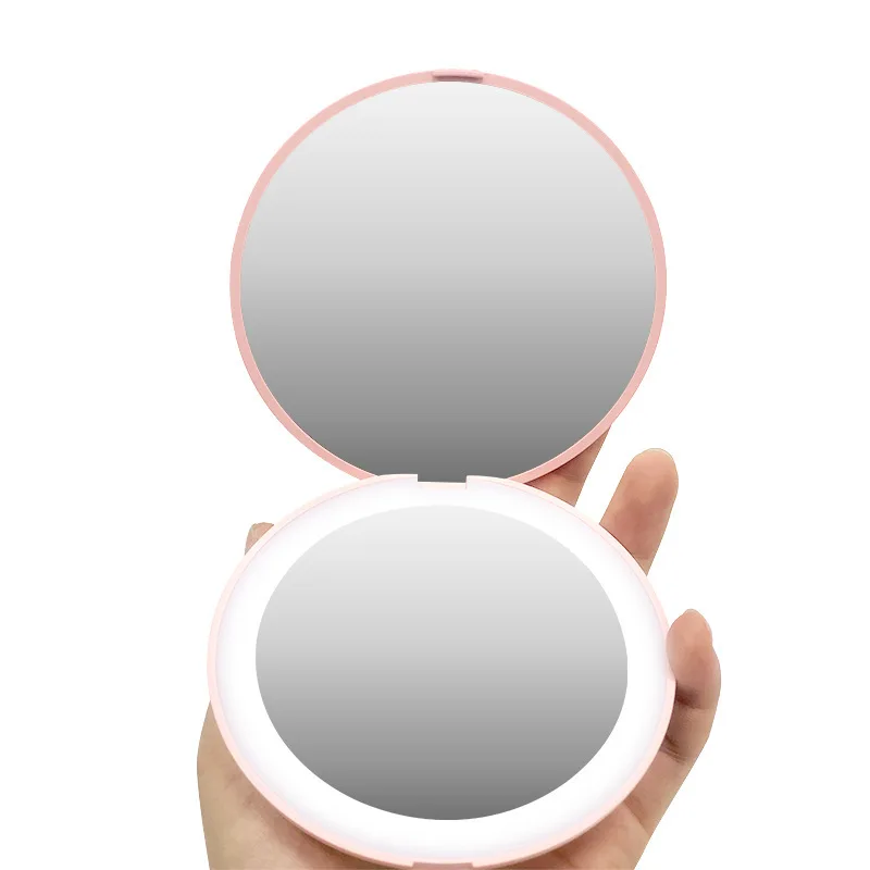 Mini miroir de maquillage portable avec lumières LED, loupe 10X