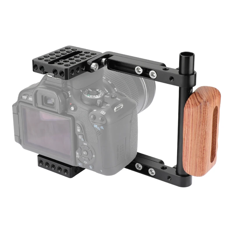 

HDRIG Camera Half Cage Kit With Wooden Right-side Handgrip & Adjustable Mounting Plates For Canon 600D 70D 80D