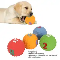 4pcs Dog Chewing Toy Latex Dog Ball Toy Squeaky Interactive Soft Puppy Chewing Fetching Toy with Fun Pattern 1
