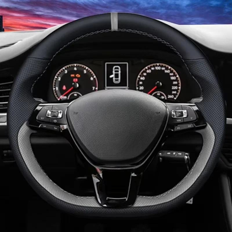 Customize DIY Suede Carbon Fiber Genuine Leather Car Steering Wheel Cover For Volkswagen Golf 7 Mk7 Passat B8 Car Interior