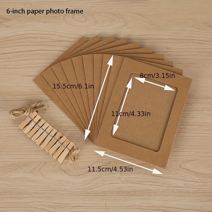 Party Decorations Birthday Banner Birthday Streamers 10pcs/set antique cowhide hanging paper photo frame banner with thread clip home decoration birthday party decoration